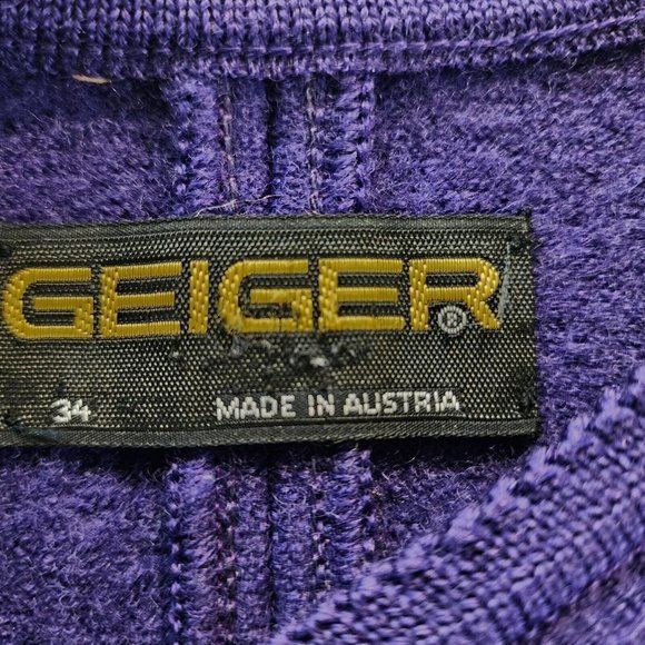 Geiger Wool Cropped Women's Blazer Jacket EU 34 USA Small Vintage Purple Button - Picture 4 of 10